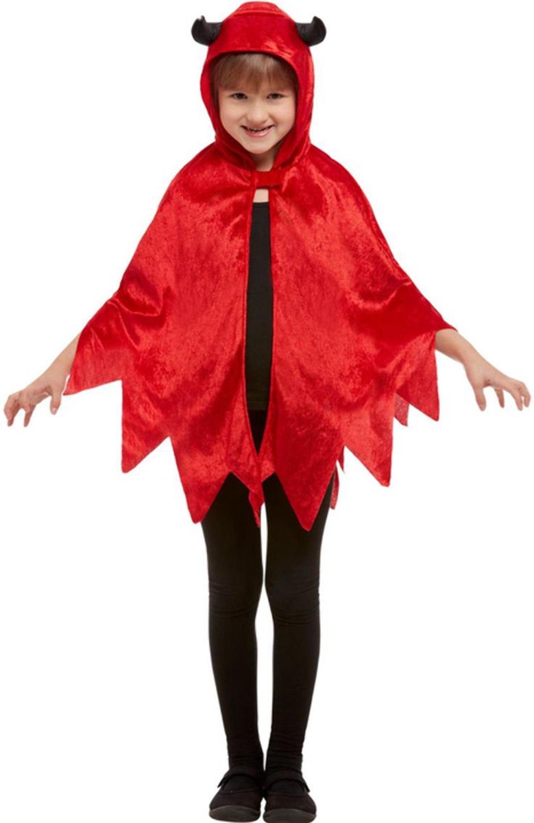 SMIFFYS - Rode fluweelachtige kleine duivel cape voor kinderen - Accessoires > Capes